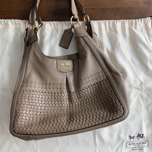 COACH MAGGIE MADISON WOVEN LEATHER SHOULDER BAG